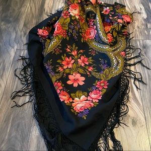 Large Fringed East European Shawl